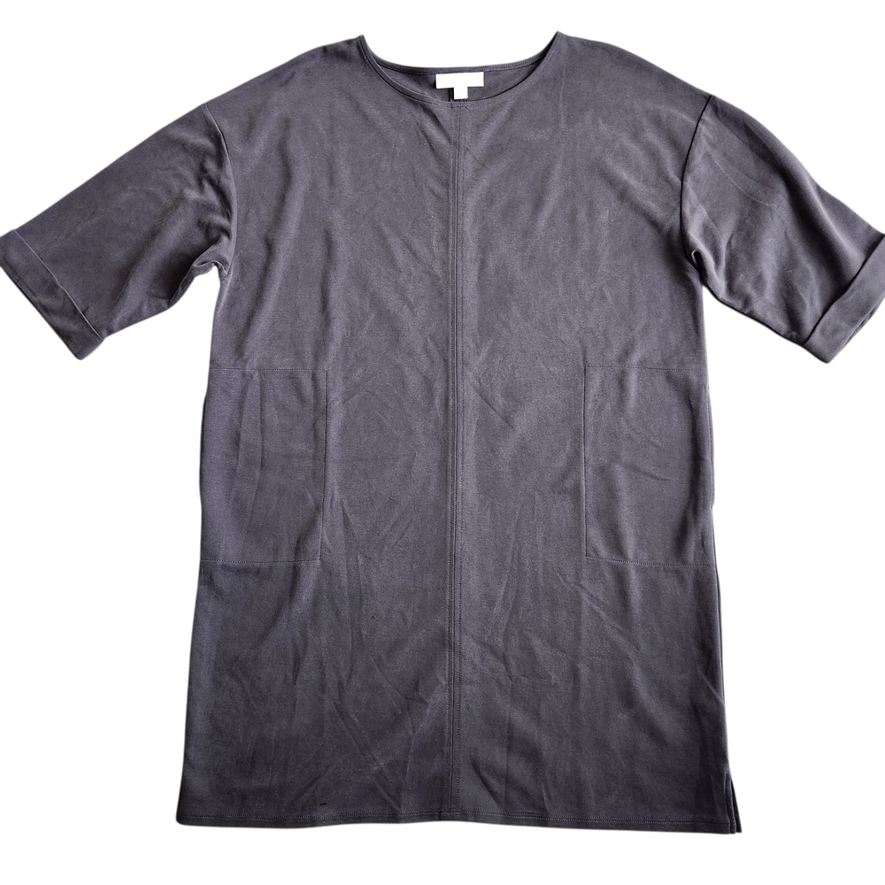 Pure Jill J Jill Sand Washed Tencel Shift Dress Women's M Petite Gray Coastal 